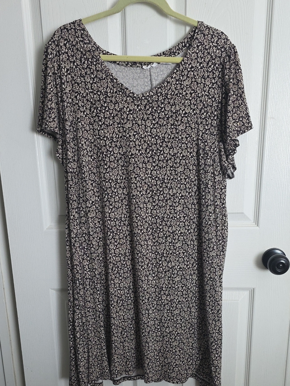 Lucky Brand Black Dress with Cream Floral Print - Midi Shift